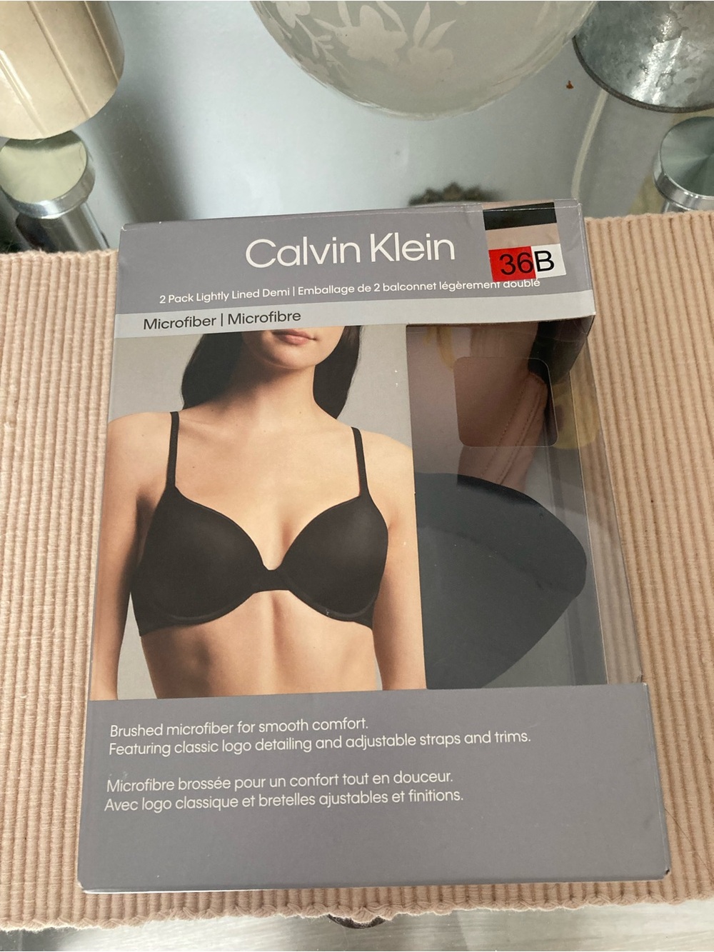 Calvin Klein Gray Microfiber Demi Bra 36B - 2 Pack